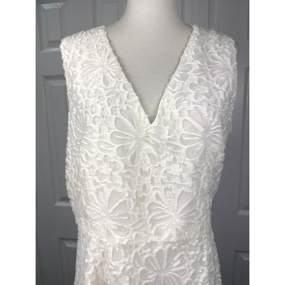 Theory Mariam Portray Lace Fit & Flare Dress Ivory Size 10 Wedding Shower $395 - Picture 3 of 7